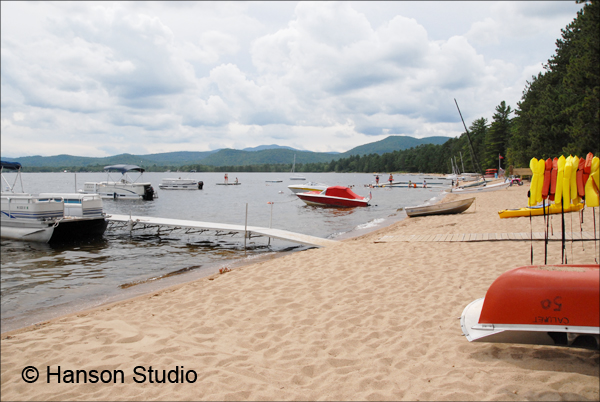Ossipee Lake, NH - Boats and Dock at Calumet Beach